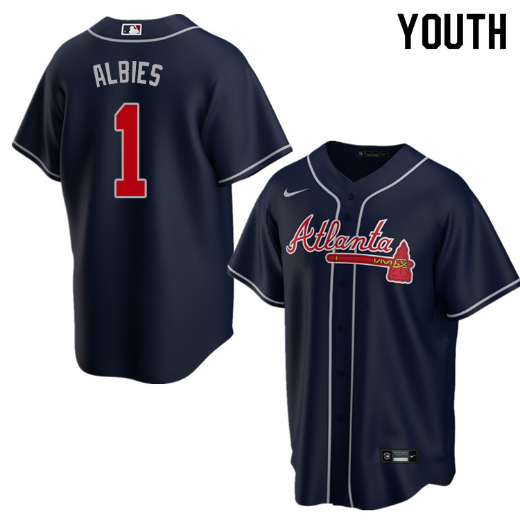 Nike Youth #1 Ozzie Albies Atlanta Braves Baseball Jerseys Sale-Navy